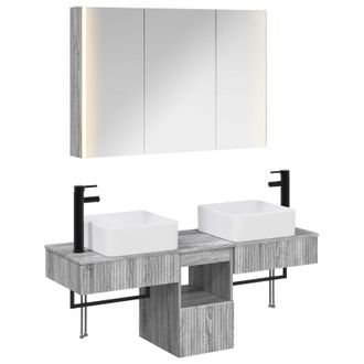 vidaXL Juego De Muebles De Ba&ntilde;o 4 Pcs Sonoma Gris 103,5 X 15,5 X 70 Cm Vidaxl