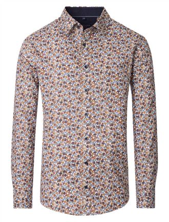 Casamoda Casa Moda overhemd oranje katoen geprint wijde fit