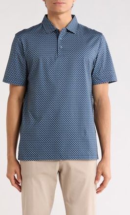 Bugatchi Palm Tree Stretch Cotton Knit Polo in Teal at Nordstrom Rack, Size Xxx-Large