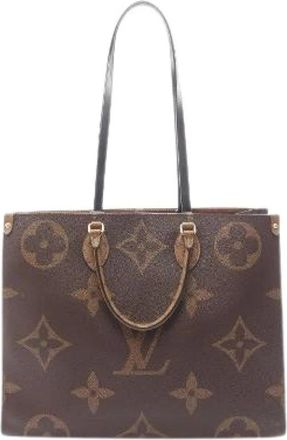 Louis Vuitton Pre-owned On The Go GM Monogram Giant Monogram Reverse Tote Bag - Dames - Vintage Shopper - Bruin - ONE Size - Leer - Vintage
