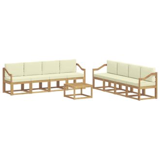 vidaXL Conjunto De Sof&aacute;s De Exterior Con Coj&iacute;n 9 Pcs Blanco Y Crema Vidaxl