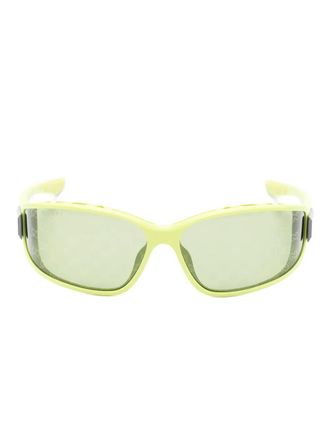 Gucci logo wraparound-frame sunglasses - unisex - Plastic - 73 - Green
