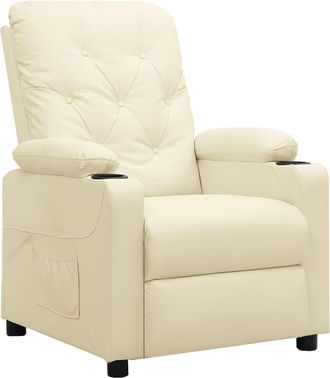 vidaXL Sill&oacute;n Reclinable De Cuero Sint&eacute;tico Crema Vidaxl