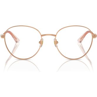 Jimmy Choo London 52mm Round Optical Glasses in Rose Gold /Demo Lens at Nordstrom