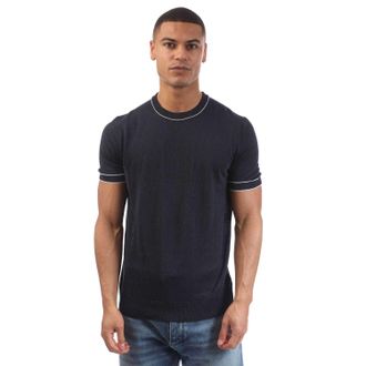 HUGO BOSS Heren H-Jiovanni Sweater Top met korte mouwen (Blauw)