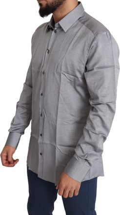 Dolce & Gabbana Cotton Spread Collar Shirt - Gray