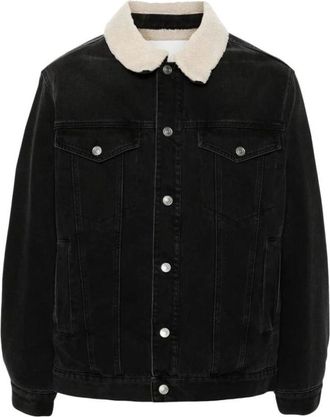 Isabel Marant Jassen, Heren, Zwart, M, Denim, Zwarte Denimjas met Shearling Voering