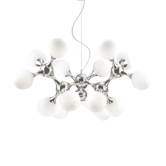 Netlighting Nodi Bianco 15 Light Large Molecular Ceiling Pendant Chrome E14 in Grey
