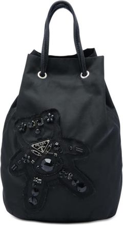 Prada Pre-owned Prada Beaded Tessuto Evening Bear Drawstring Bucket Bag Unisex 1B3CNV64SIGLRE05