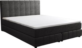 Vente-Unique Boxspring completo cabecero + somier + colchón + sobrecolchón - 180 x 200 cm - Terciopelo - Antracita - HIDA de YSMÉE