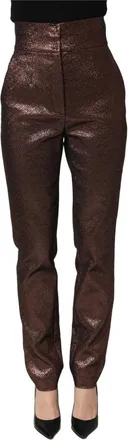 Dolce & Gabbana Broeken, Dames, Bruin, S, Katoen, High Waist Tapered Leg Pants