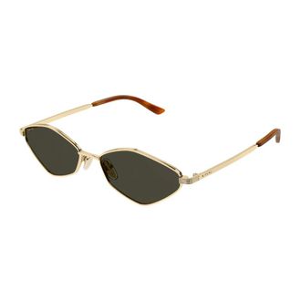 Gucci Geometrische Zonnebril - Dames - Accessoires - Geel - Maat: 56 MM Nylon