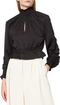 NA-KD Womens Padded Shoulder Blouse, Black, 16 UK