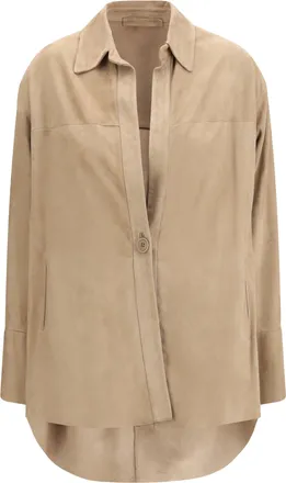 Salvatore Santoro Womens Shirt Suede Sand Lambskin