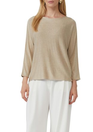 s.Oliver Black Label Strickpullover S.OLIVER BLACK LABEL, Damen, Gr. 34, beige, Strick, Obermaterial: 90% Viskose, 10% metallisierte Fasern, unifarben, regular fit taillen