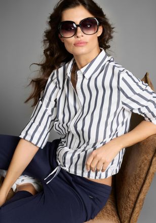 Laura Scott Sonnenbrille LAURA SCOTT, Damen, schwarz, gl&auml;nzend, kontrastfarbene Details, Sonnenbrillen Sonnenbrille, f&uuml;r Damen mit dezentem Zierstein am B&uuml;gel - N