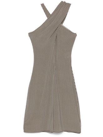 Courrèges criss-cross jersey mini dress - women - Viscose/Elastane - 36 - Neutrals