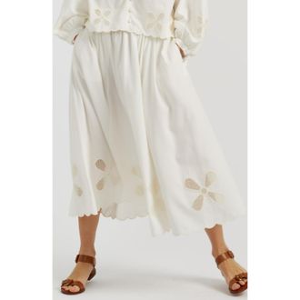 Chinti and Parker Linen-Blend Broderie Skirt in Cream at Nordstrom, Size 10