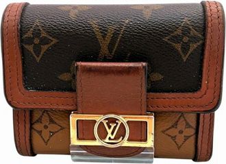 Louis Vuitton Monogram Reverse Brown Leather Wallet (Tri-Fold) (Pre-Owned)