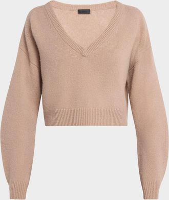 Sally Lapointe V-Neck Cashmere Cropped Sweater