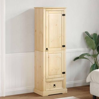Berkfield Home Wardrobe Corona 55x38x170 cm Solid Wood Pine in Light Tan | Size: 55 x 38 x 170 cm