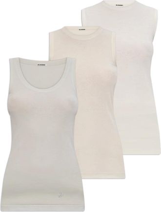 Jil Sander Tops, Dames, Beige, M, Katoen, Drie-Pack Tops
