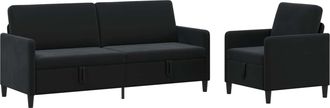 vidaXL Juego De Sof&aacute;s Con Almacenamiento 2 Uds. Negro Poli&eacute;ster Vidaxl