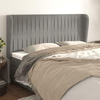 vidaXL Cabecero Con Orejas De Terciopelo Gris Claro 163x23x118/128 Cm Vidaxl