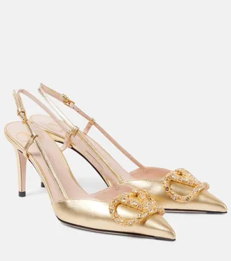 Valentino Garavani VLogo Signature metallic leather pumps