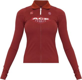 Lacoste Camisa Polo Ajustada con Cremallera y Tejido El&aacute;stico - Tops - Mujer - Rojo - M