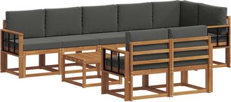 vidaXL Conjunto De Sof&aacute;s De Exterior 9 Uds. Natural Y Antracita Vidaxl