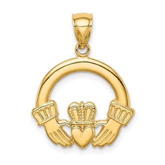 Diamond2Deal 14k Yellow Gold Claddagh Pendant