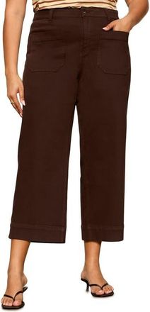 Sanctuary The Marine Crop Wide Leg Jeans in Rich Soil Brown at Nordstrom, Size 18W