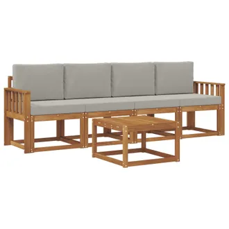 vidaXL Vidaxl Set Di Divani Da Esterno 5 Pz Grigio Naturale E Chiaro