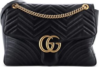 Gucci GG Marmont Flap Matelass&eacute; grote leren schoudertas - Zwart