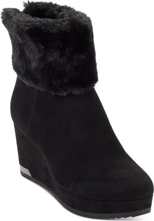 DKNY Dkny Nadra K3279020 Boots Womens Black Suede Wedge Heel Bootie LION395
