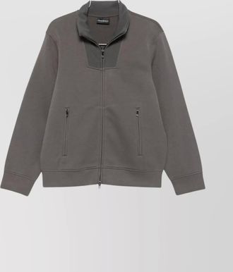 Emporio Armani high collar zipped knit sweatshirt with pockets