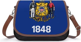 Generic Flag of Wisconsin Womens Crossbody Bag Fashion Shoulder Handbags Message Tote Bag with Adjustable Strap