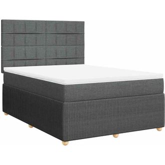vidaXL Cama Box Spring Con Colch&oacute;n Tela Gris Oscuro 140x200 Cm Vidaxl