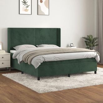 vidaXL Vidaxl - Cama Box Spring Con Colch&oacute;n Terciopelo Verde Oscuro 160x200 Cm