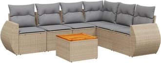 vidaXL Vidaxl - Set Sof&aacute;s De Jard&iacute;n 7 Piezas Y Cojines Rat&aacute;n Sint&eacute;tico Beige