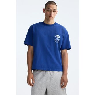 H&M Relaxed Fit Printed Cotton T-shirt in Blue/hotel Imaginaire at Nordstrom, Size Xx-Large