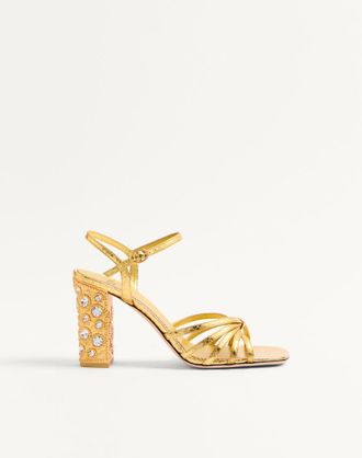 Valentino Garavani Preshoes Sandal In Laminated Ayers With Crystals 90Mm Wo