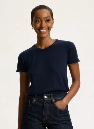 Majestic Filatures 100% Machine Washable Cashmere Short Sleeve Crewneck T-Shirt in Marine at Nordstrom, Size 2