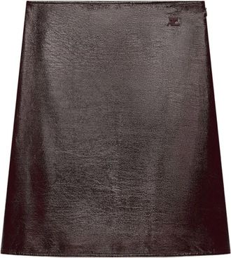 Courr&egrave;ges Vinyl Logo-Patch A-Line Rok - Dames - Leren & Su&egrave;de rokken - Rood - S - Katoen - Rokken