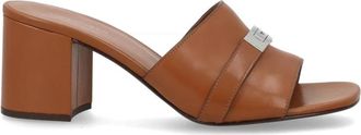 Tory Burch Block Heel Slide Sandalen - Dames - Muiltjes - Bruin - 39 EU - Leer - Schoenen