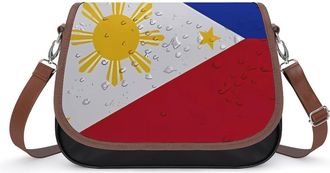 Generic Philippines Flag with Water Drop Small Womens Crossbody Bags Shoulder Handbag with Adjustable Strap for Travel