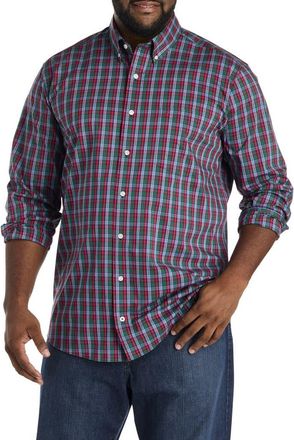 Nautica Big & Tall Performance Plaid Sport Shirt in Rio Red at Nordstrom, Size Xx-Large