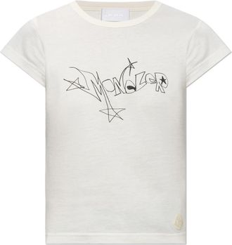 Moncler Logo T-shirt - Dames - T-shirts - Beige - M - Katoen - Tops