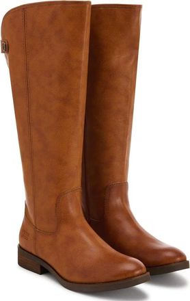 Frye and Co. Womens Frye and Co. Kellie Button Tan Leather Knee High Riding Boots HAWK1041
